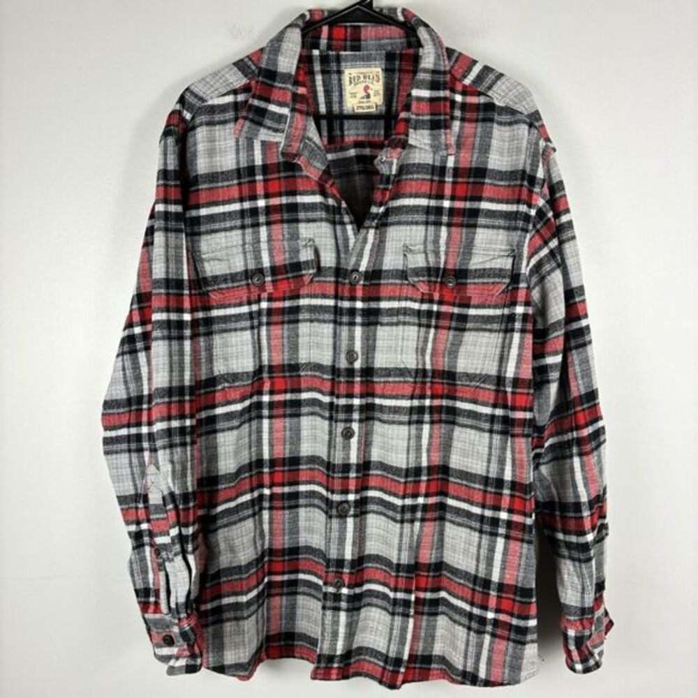 RedHead Flannel‎ Shirt Mens 2XL TG Red Plaid Button Down Long Sleeve Outdoors